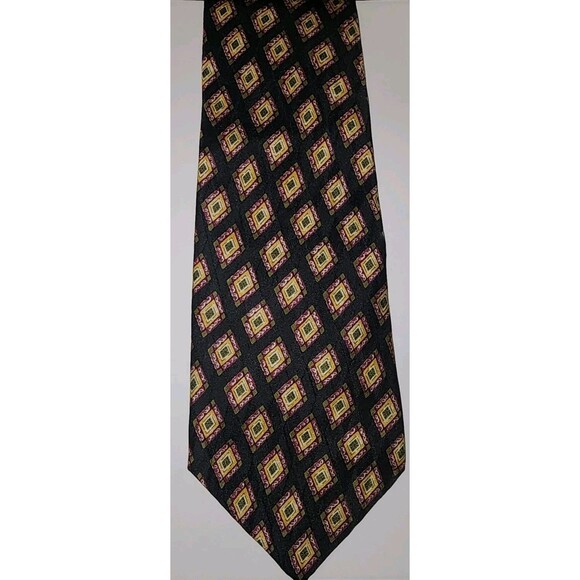 Chaps Ralph Lauren Black Diamond Neck Tie Silk Made In USA Necktie - Picture 1 of 4